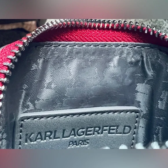 KARL LAGERFELD PARIS NWT Crimson Maybelle Karl Leather Phone Crossbody